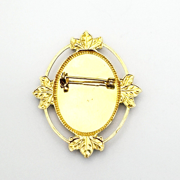 Vintage Abalone Paua Shell Brooch Gold Tone Blue Green 1970s Retro Iridescent 2" - Picture 2 of 6